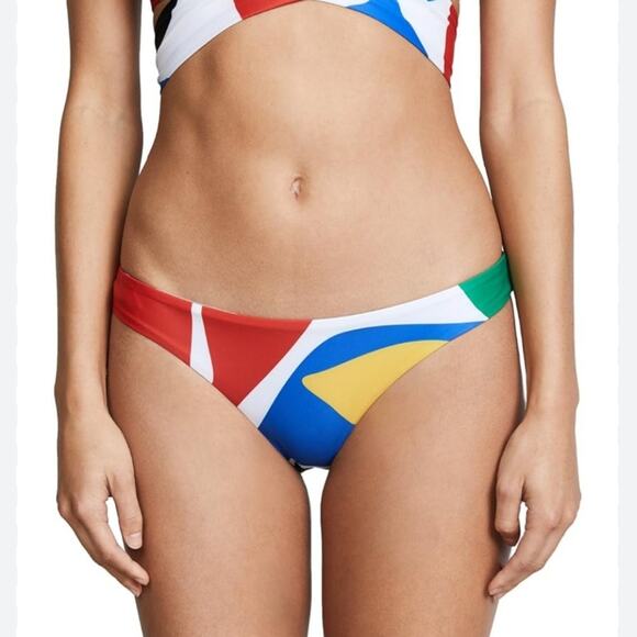 NEW Mara Hoffman Kay Low Rise Bikini Swim Bottom in Cream Multicolor - Picture 1 of 11